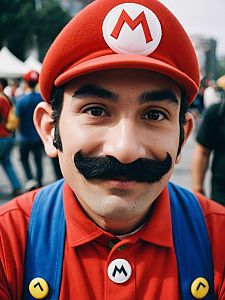 Man in Mario Costume at Festival Cosplay Portrait