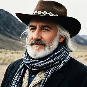 Distinguished Older Man in Rustic Landscape