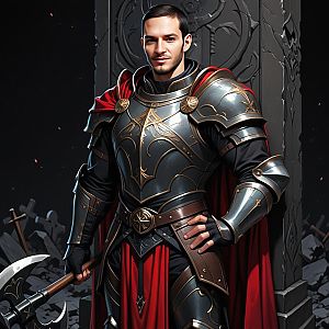 Confident Man in Medieval Armor with Axe