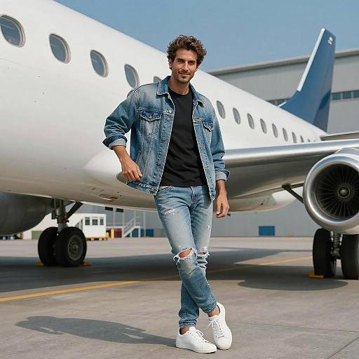 Man Wearing Black Longline Cotton Tee and Light Blue Distressed Skinny Jeans by Private Jet