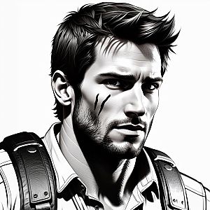 Rugged Man Portrait with Claw Marks