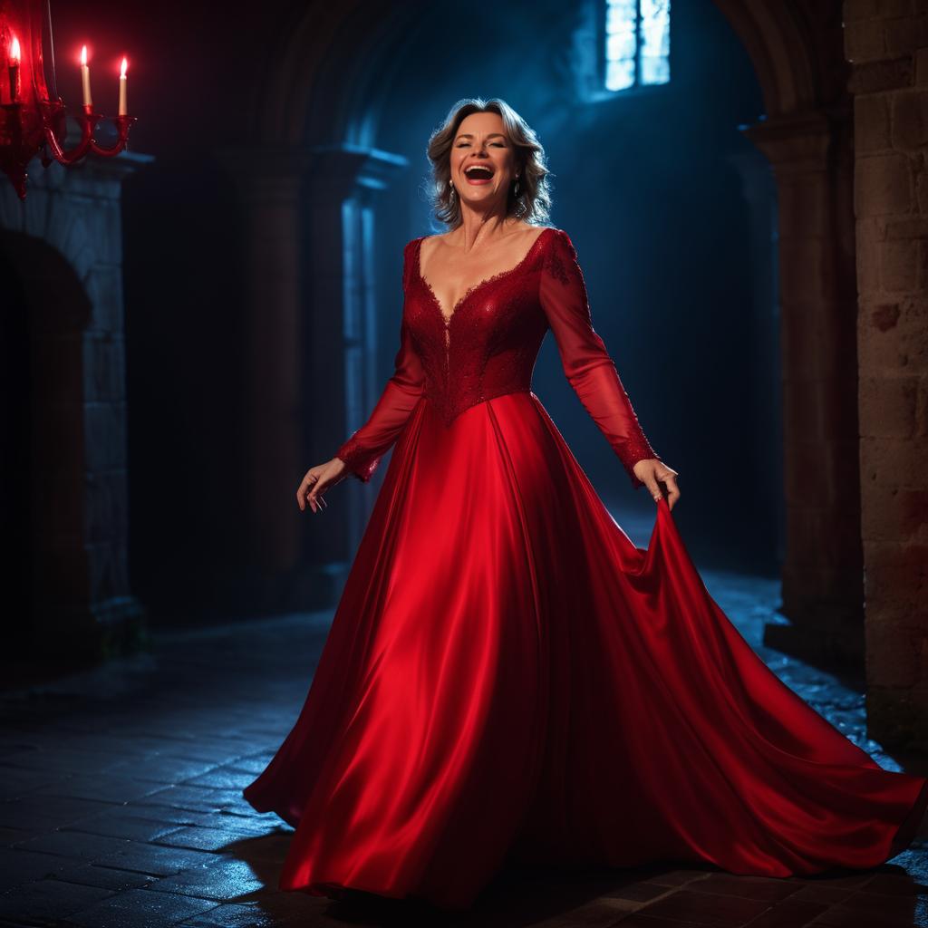 Woman in Red Gown - Romantic Fantasy