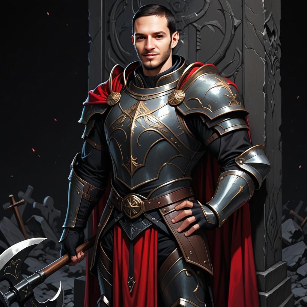 Confident Man in Medieval Armor with Axe
