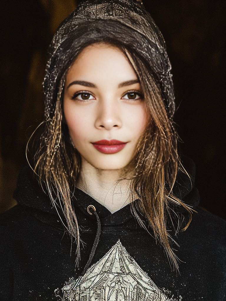 Stylish Woman in Hoodie and Beanie