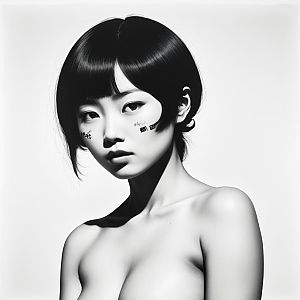 Monochromatic Portrait of Young Woman