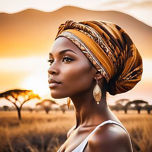 Serene African Woman Portrait at Sunset