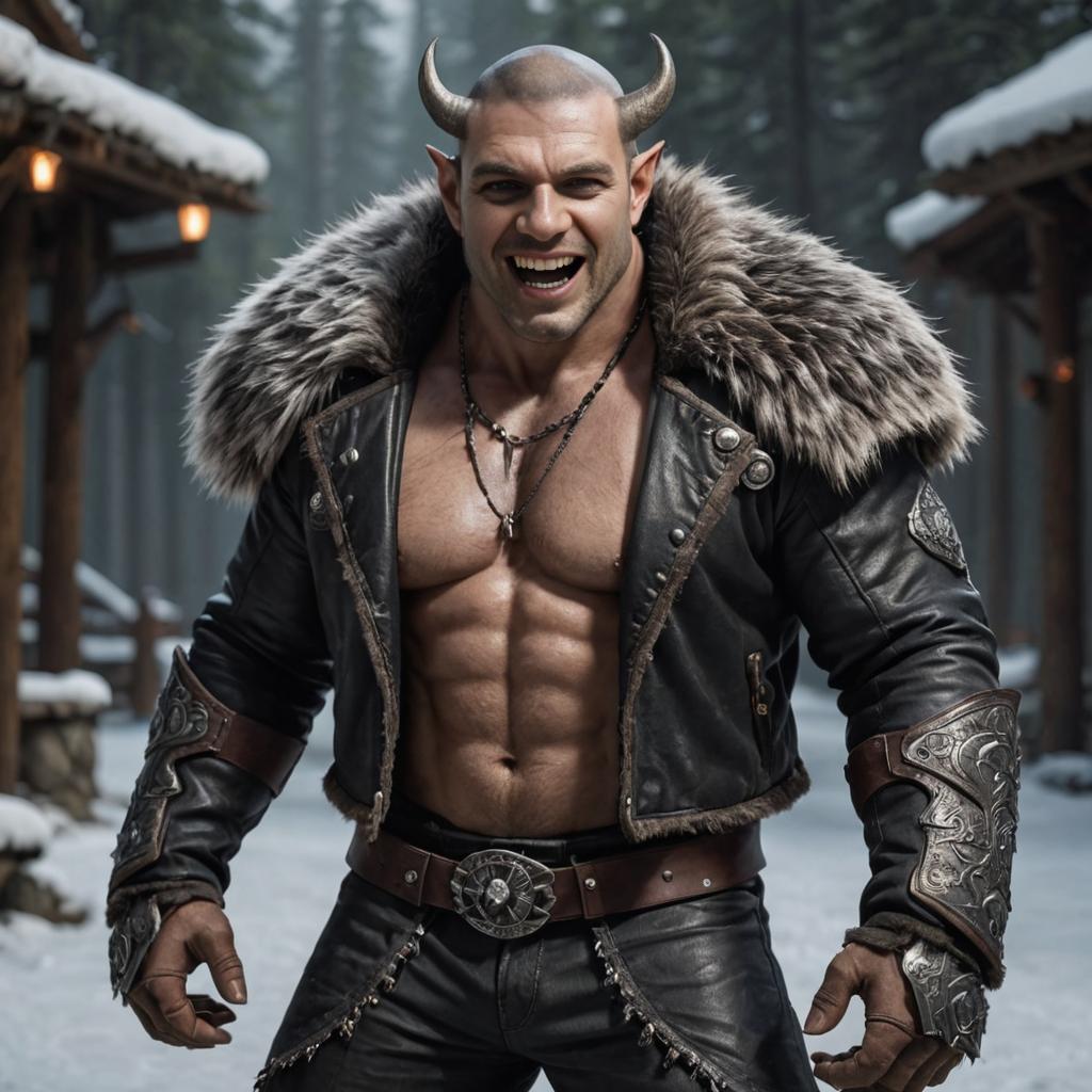 Artistic Full-Body Orc Character with Muscular Physique