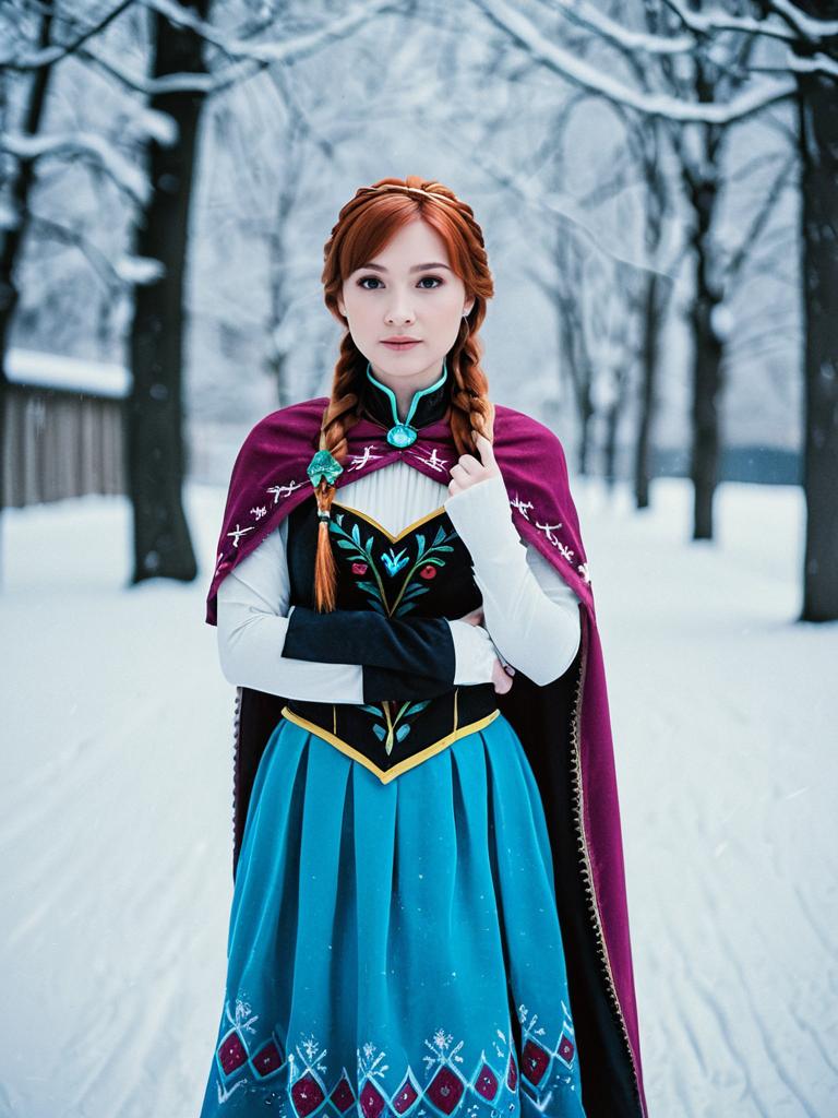 Woman in Traditional Outfit in Snowy Forest Woman in Traditional Outfit in Snowy Forest