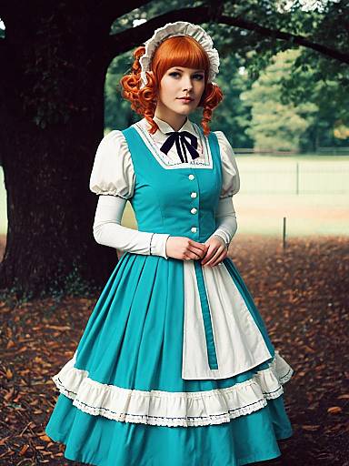 Elizabeth Midford Cosplay Woman Character in Victorian Style Dress Outdoors
