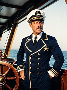Man in Ship Captain Costume with Cinematic Realism Nautical Heroic Portrait
