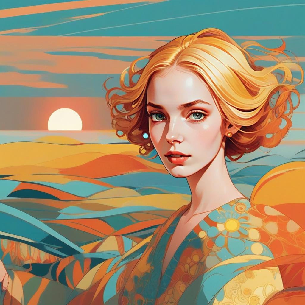 Vibrant Woman at Sunset