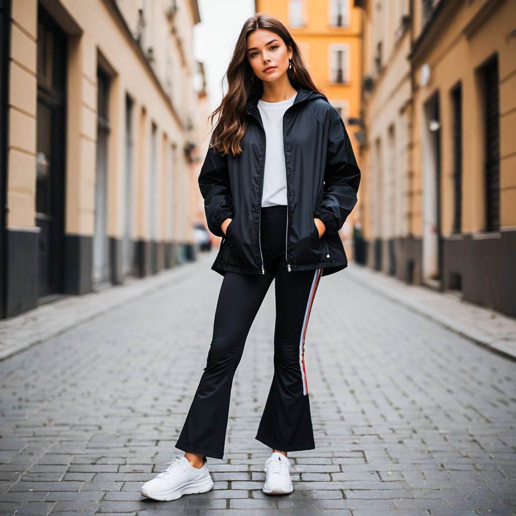 Stylish Young Woman in Urban Athletic Fashion