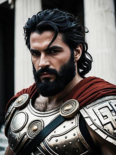 Man in Hephaestus Costume Photorealistic Greek God Cosplay Portrait