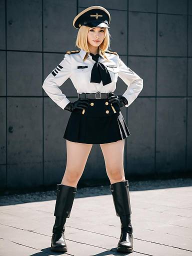 Cosplay Photo of Woman as MP40 from Girls' Frontline in Military Uniform