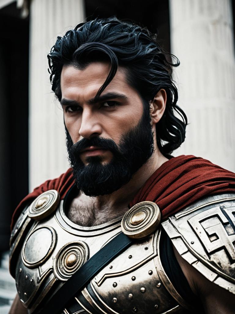 Man in Hephaestus Costume Photorealistic Greek God Cosplay Portrait