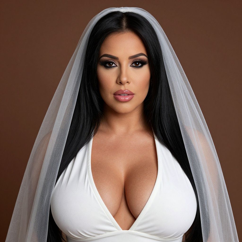 Glamorous Woman in White Bridal Veil and Dress Portrait