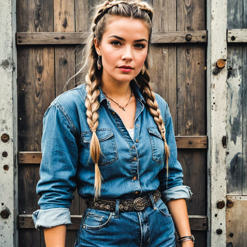 Stylish Woman in Denim Outfit