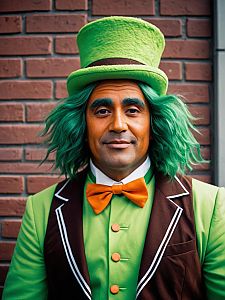 Man in Oompa Loompa Costume Photorealistic Cosplay Portrait