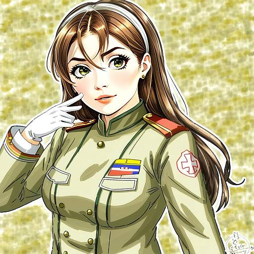 Ashigara Kai Ni from KanColle in Military Uniform Anime Art