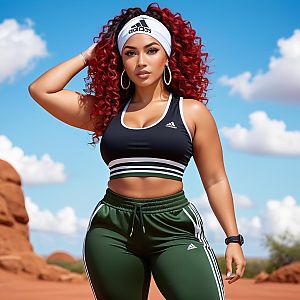 Confident Woman in Athleisure Wear in Desert Landscape