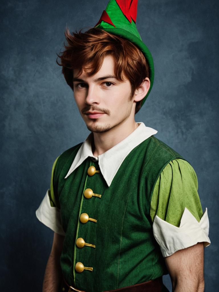Man in Photorealistic Peter Pan Costume Studio Portrait