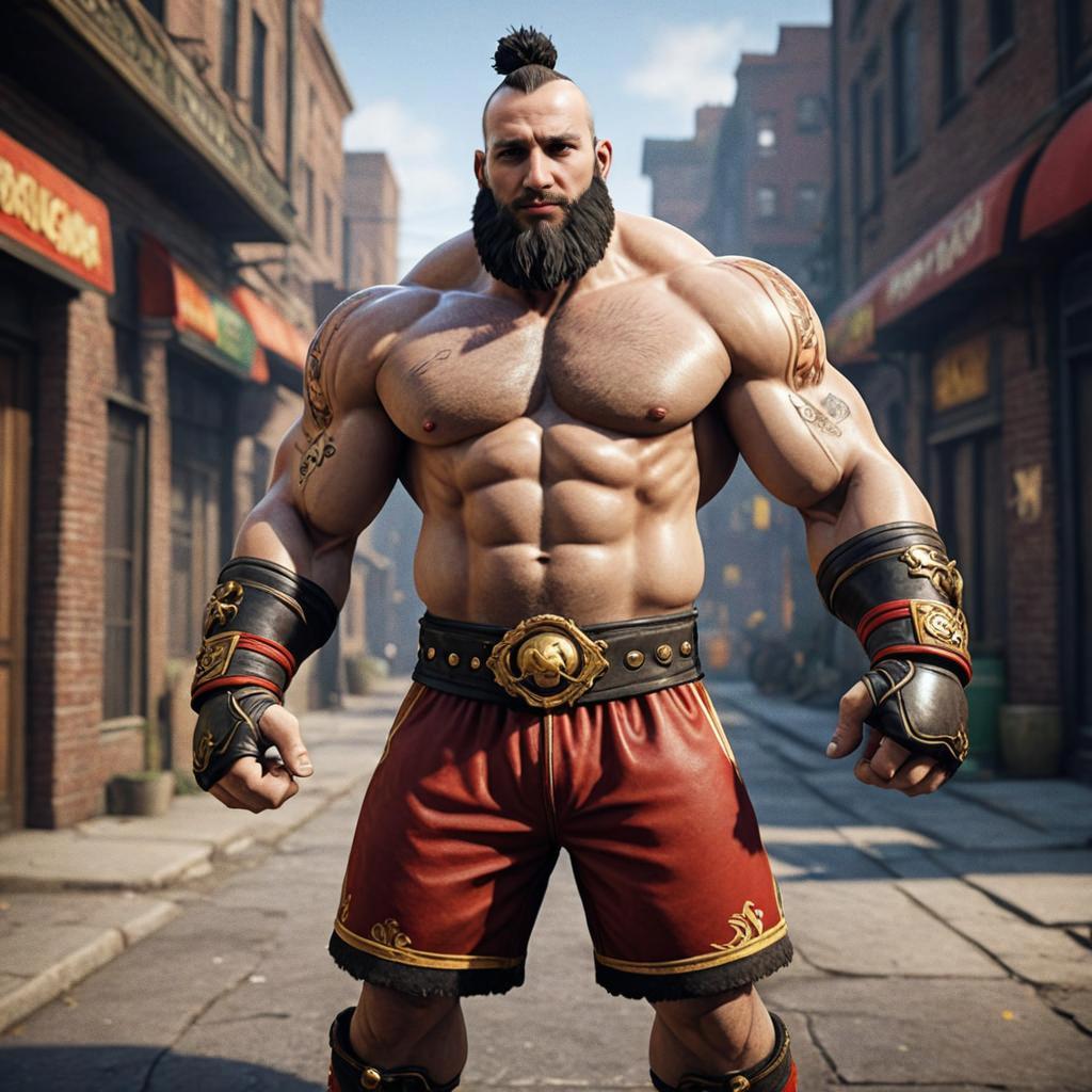 Zangief in Urban Setting - Street Fighter Art