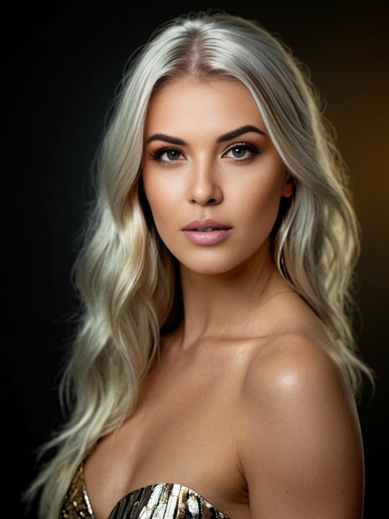 Close-up Portrait of a Woman with Platinum Blonde Hair