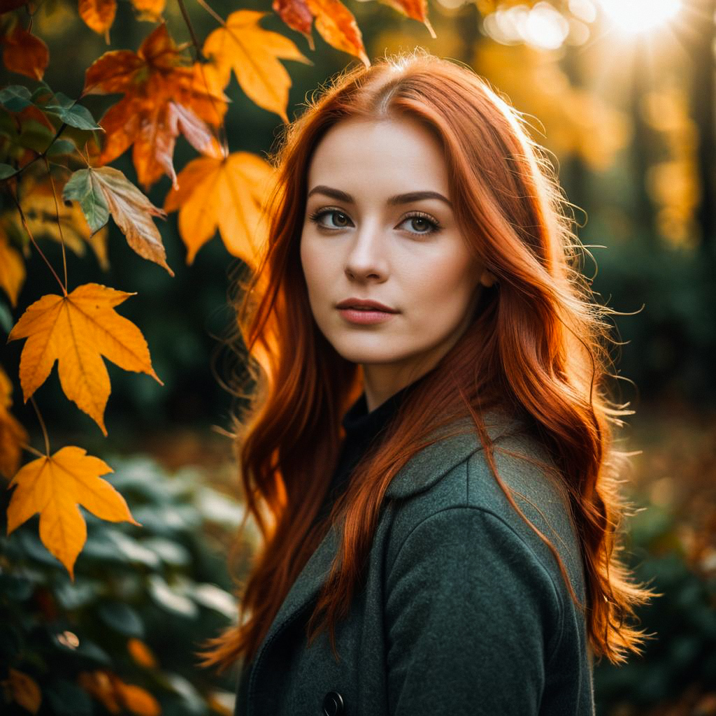Young Woman in Autumn Leaves