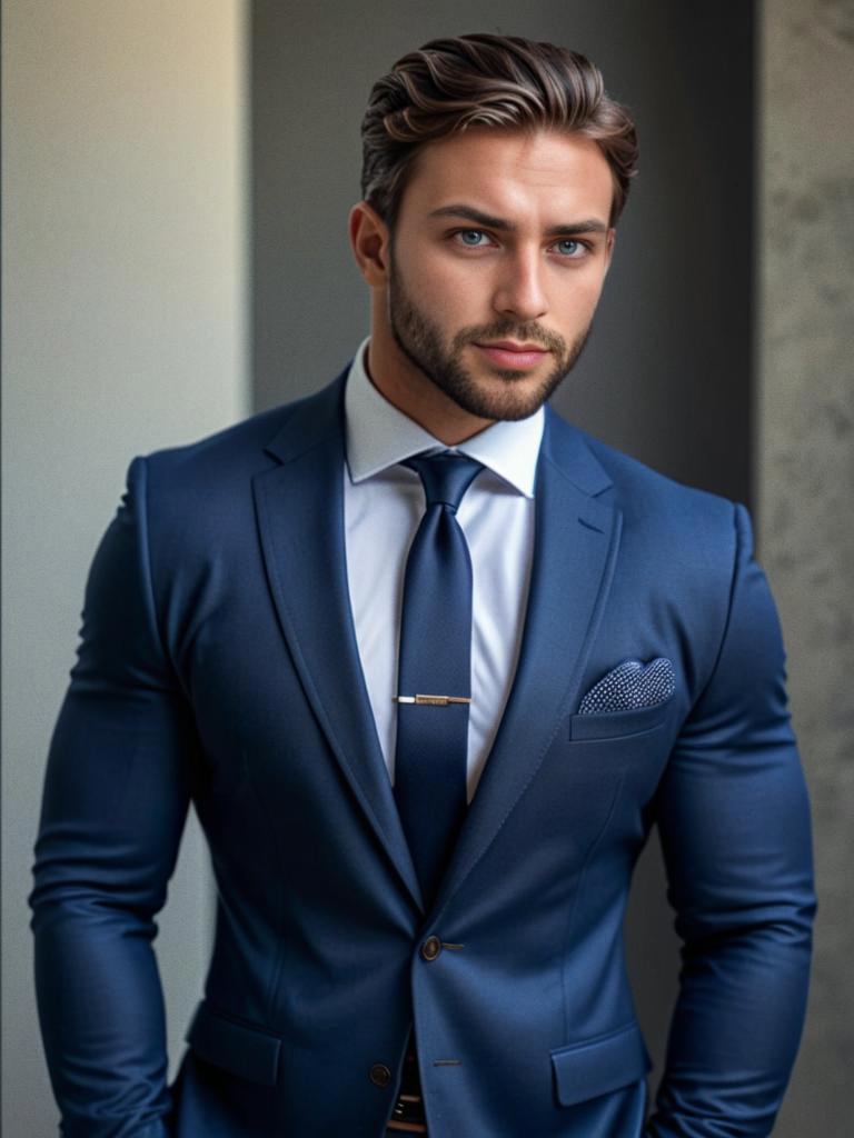 Dapper Young Man in Navy Suit