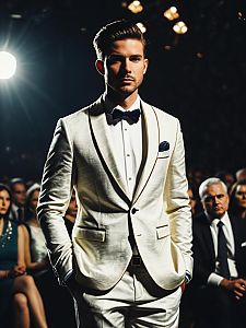 Man in Summer Wedding Outfit at Fashion Event