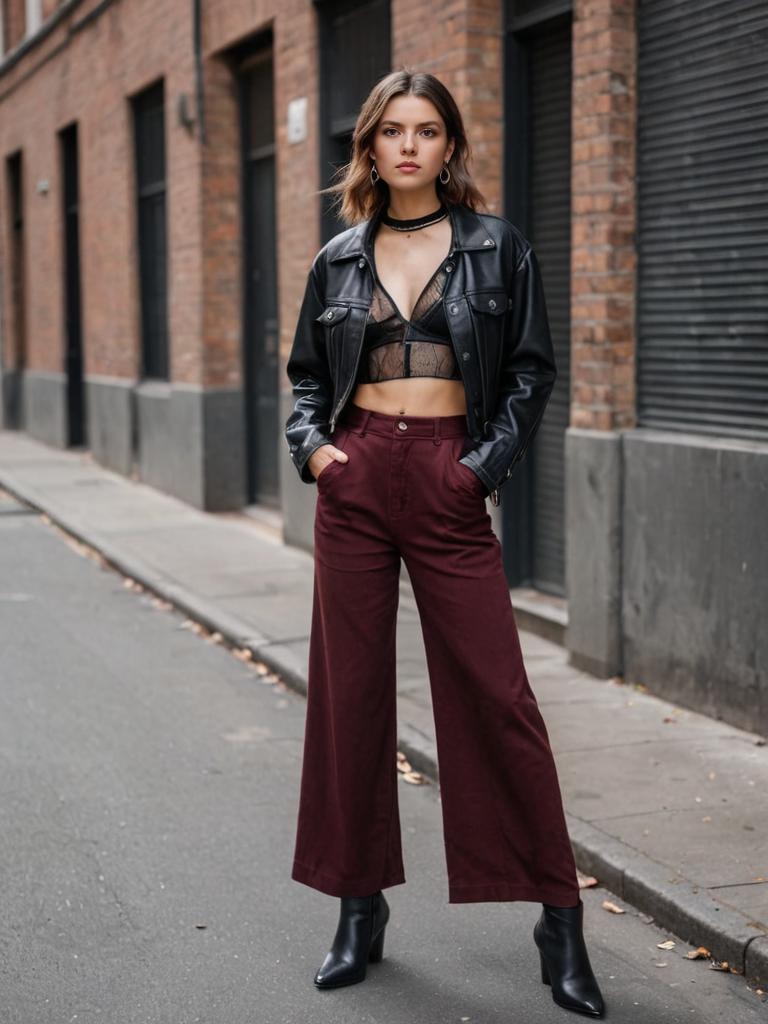 Stylish woman in urban street fashion