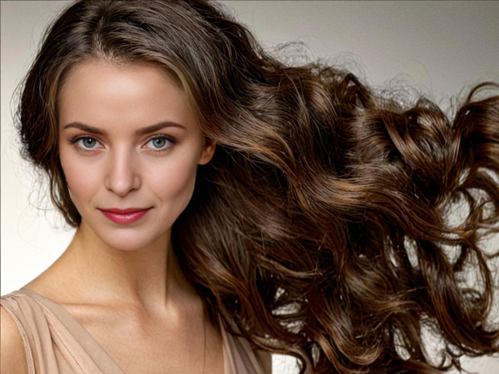 Confident Woman with Wavy Brown Hair