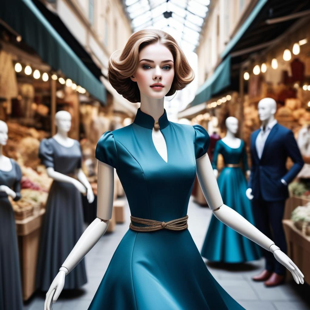 Elegant Teal Dress Mannequin in Marketplace