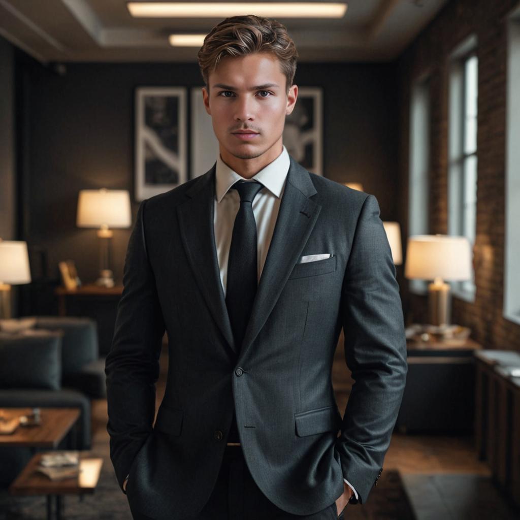 Businessman in Charcoal Grey Suit