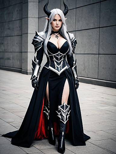 Mudrock Arknights Cosplay Woman in Fantasy Armor with Horns