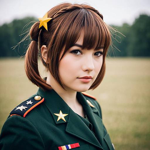 Realistic Girls und Panzer Cosplay Woman in Military Uniform