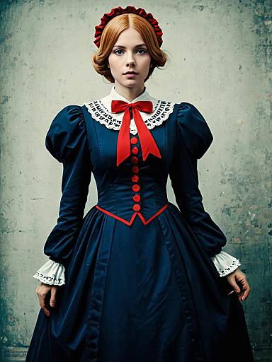 Realistic Photo of Woman in Beatrice Costume Vintage Victorian Style Cosplay