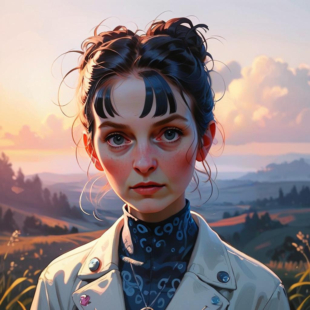 Digital Portrait of Young Woman at Sunset Digital Portrait of Young Woman at Sunset