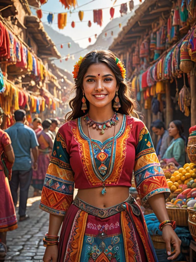 Peruvian Woman in Traditional Celebration