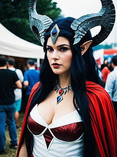 Woman in Lilith Goddess Costume Cosplay at Festival