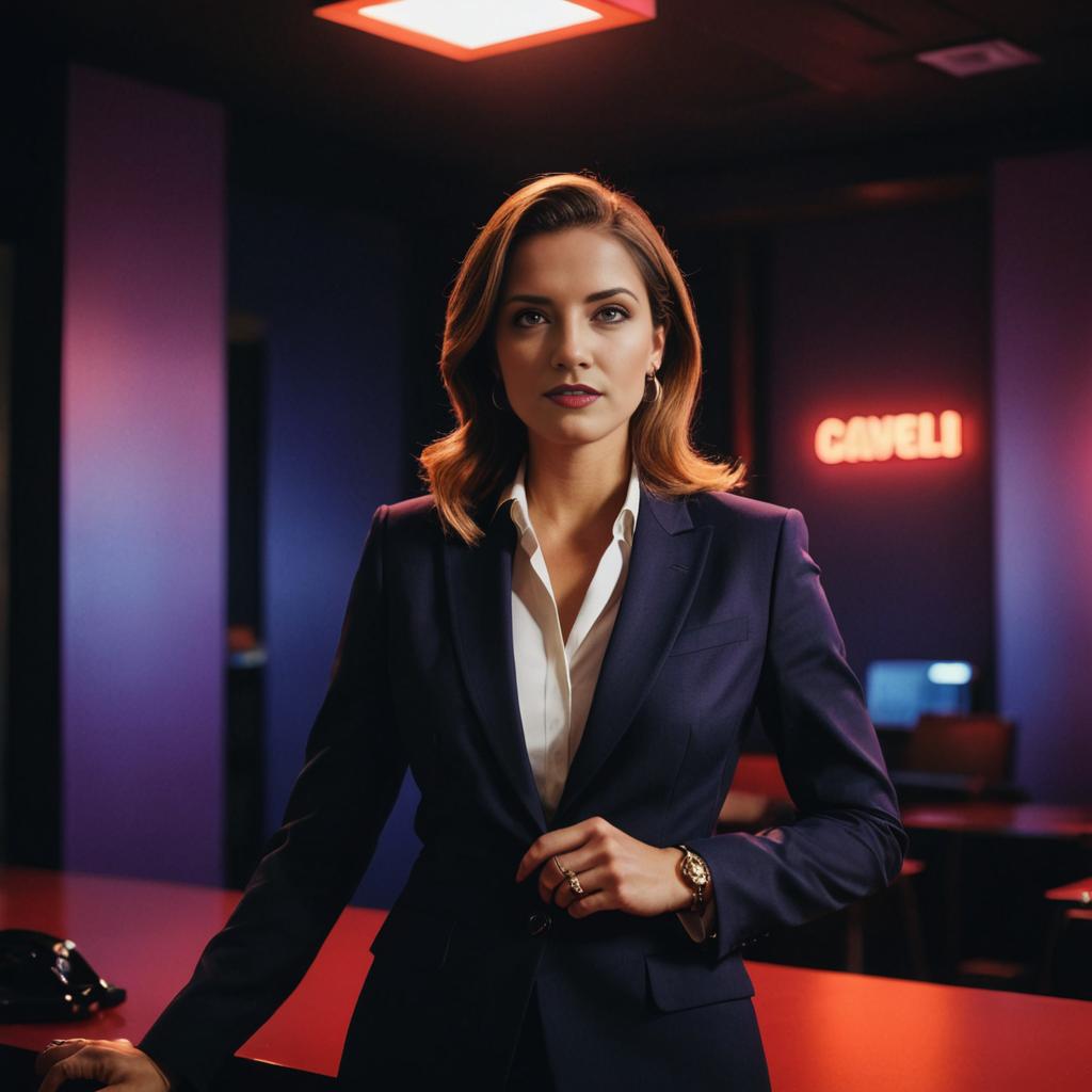 Confident Businesswoman in Dramatic Lighting