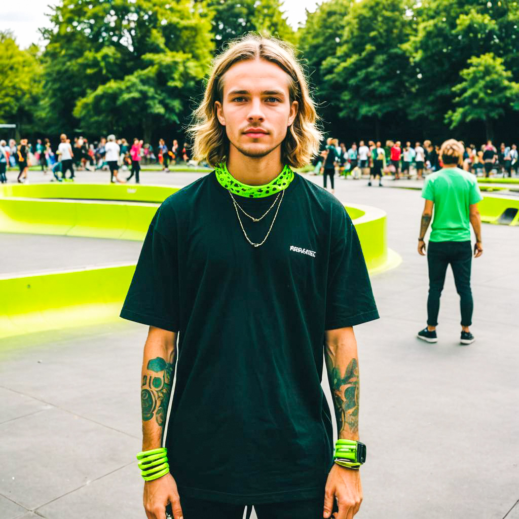 Stylish Young Man in Vibrant Skate Park