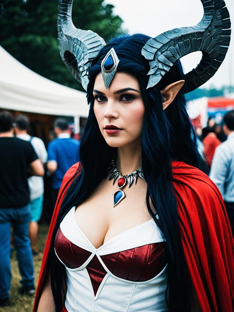 Woman in Lilith Goddess Costume Cosplay at Festival