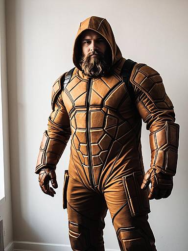 Man in Realistic The Thing Marvel Comics Cosplay Costume