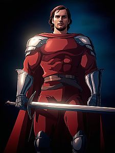 Man in Red Armor with Longsword