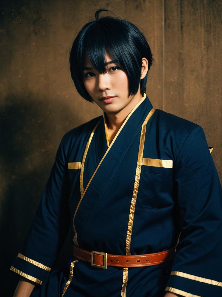 Man Cosplay Wearing Dan Hibiki Costume in Realistic Portrait