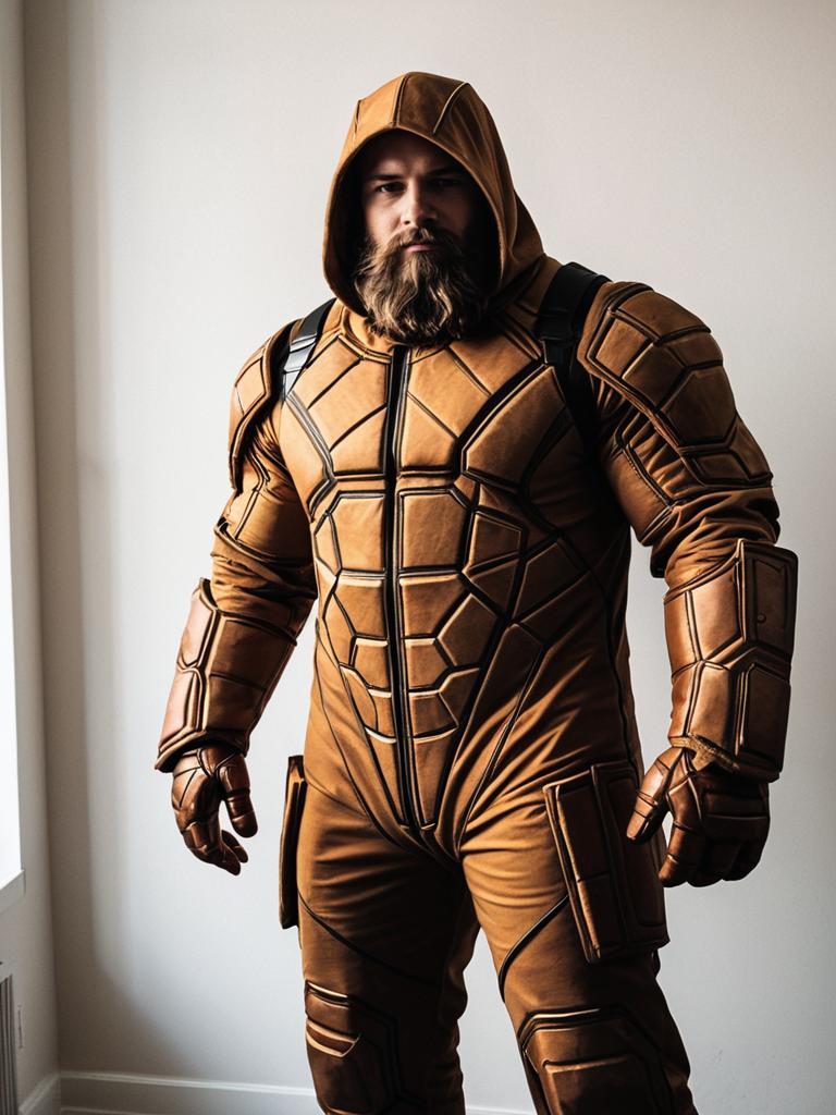 Man in Realistic The Thing Marvel Comics Cosplay Costume