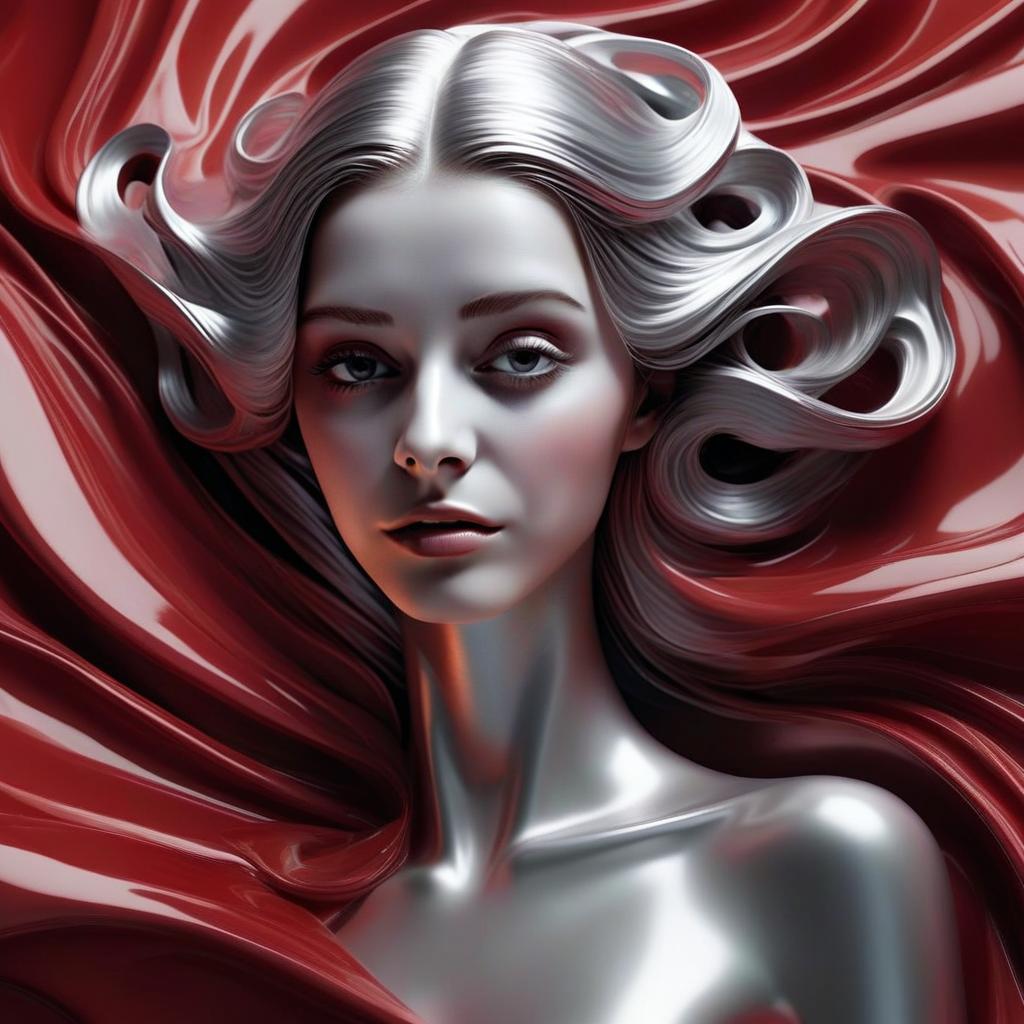 Futuristic Woman with Metallic Silver Skin