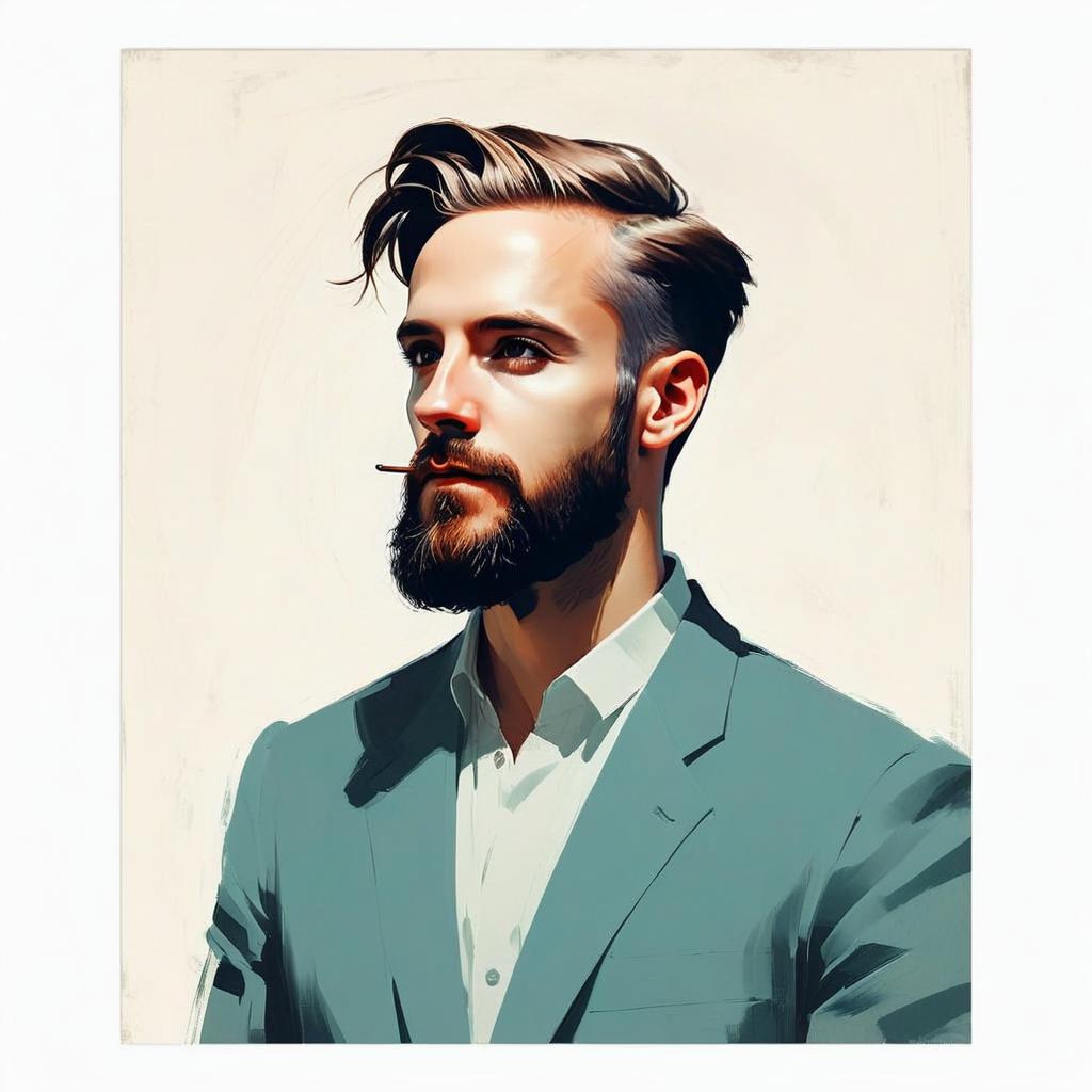 Stylized Portrait of Confident Man in Suit Stylized Portrait of Confident Man in Suit