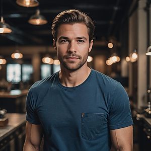 Confident Young Man in Modern Kitchen